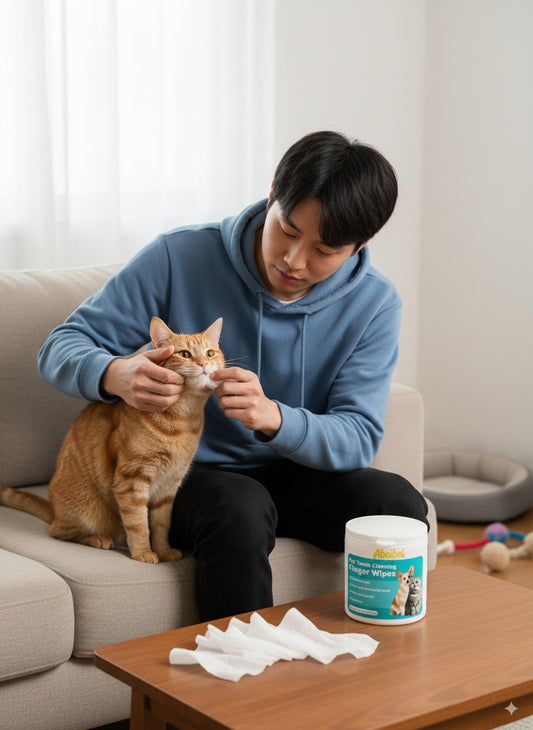 ABEIBEI Pet Teeth Cleaning Finger Wipes for Cats & Dogs – Dental Care Wipes to Reduce Tartar, Freshen Breath & Maintain Oral Hygiene – Easy-to-Use Finger Design – 100 Count