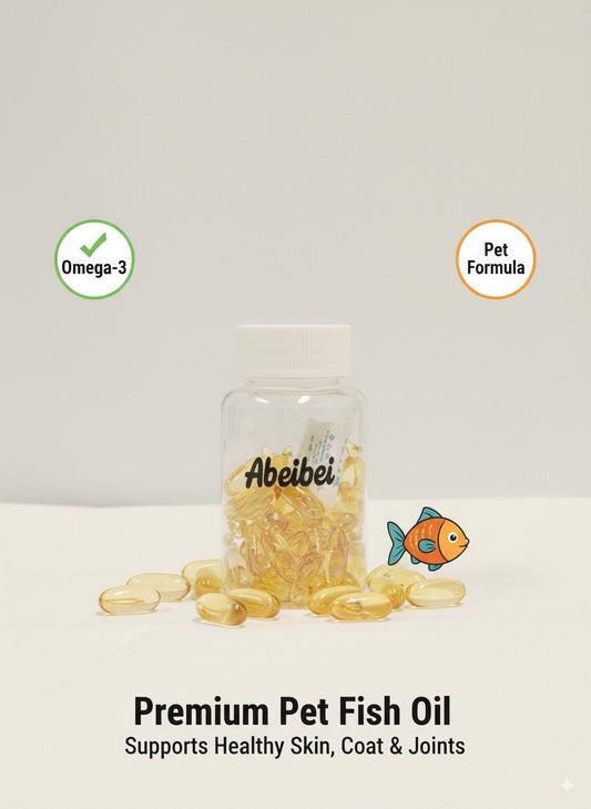 ABEIBEI Premium Pet Fish Oil Capsules for Cats & Dogs – Omega-3 Supplement for Healthy Skin, Shiny Coat & Joint Support – 50 Softgels