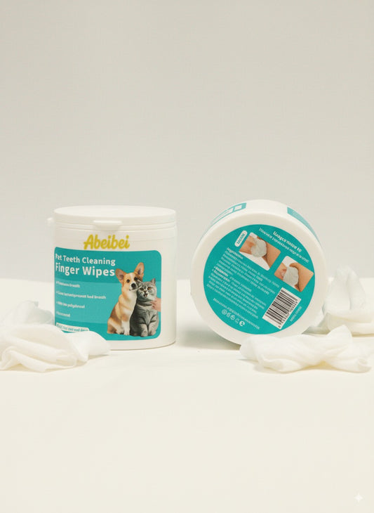 ABEIBEI Pet Teeth Cleaning Finger Wipes for Cats & Dogs – Dental Care Wipes to Reduce Tartar, Freshen Breath & Maintain Oral Hygiene – Easy-to-Use Finger Design – 100 Count