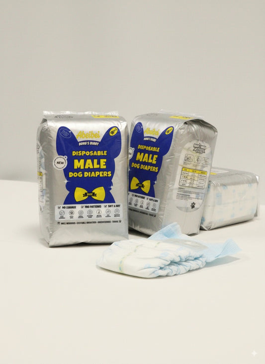 Abeibei Disposable Male Dog Diapers - Adjustable Belly Bands for Male Dogs, Incontinence & House Training Solution, Leak-Proof Washable Pet Diaper Wrap, Small to Large Sizes (30 Count)